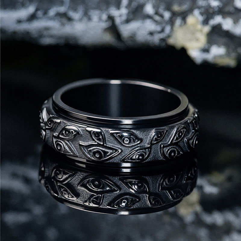FuAttract Confidence Protection & Focus Rotating Evil Eye Stainless Steel Ring - Black - US 12 - image 7
