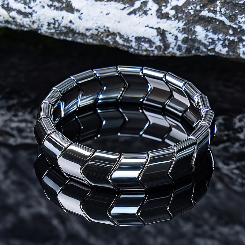 FuAttract Stability Grounding & Confidence Hematite Small S Wave Magnetic Bracelet - V-Shaped Arrow - image 2