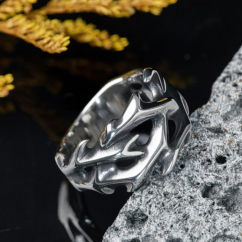 FuAttract Power Courage & Strength Vintage Dragon Totem Flame Titanium Steel Ring - image 3
