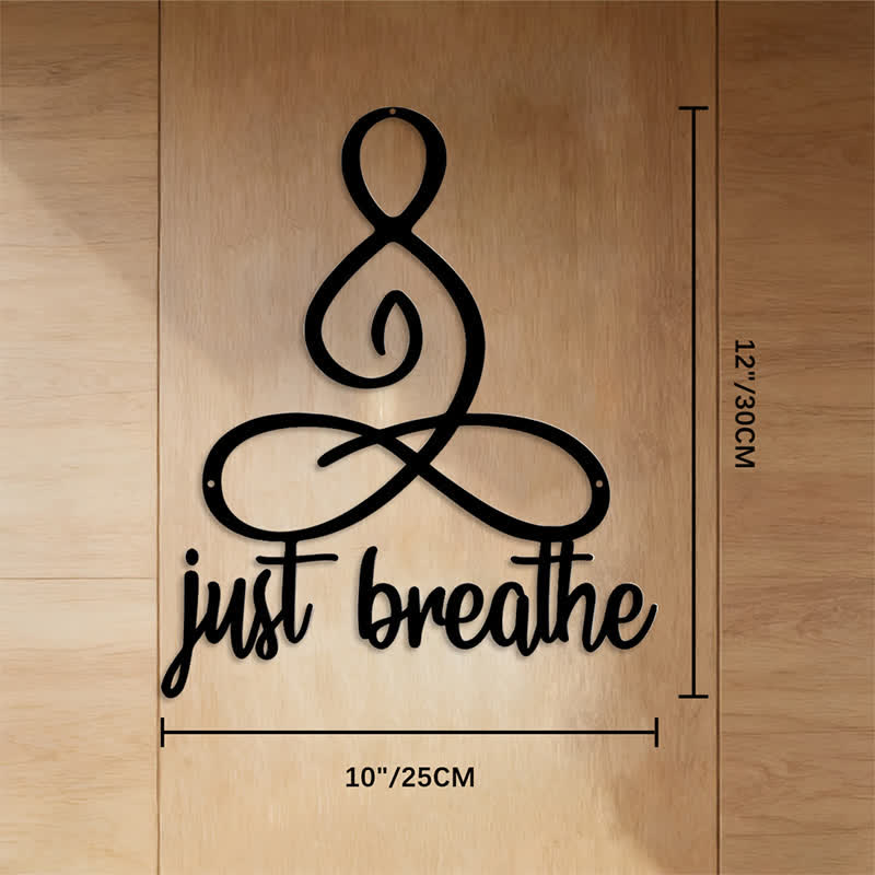 FuAttract Serenity Balance & Mindful Energy Buddha Just Breathe Yoga Home Art Metal Wall Decor - Black - 10"*12"*0.04"/25*30*0.1cm - image 3