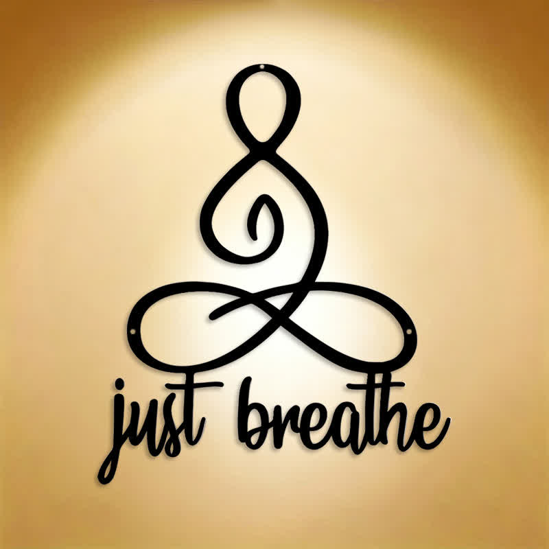 FuAttract Serenity Balance & Mindful Energy Buddha Just Breathe Yoga Home Art Metal Wall Decor - image 0