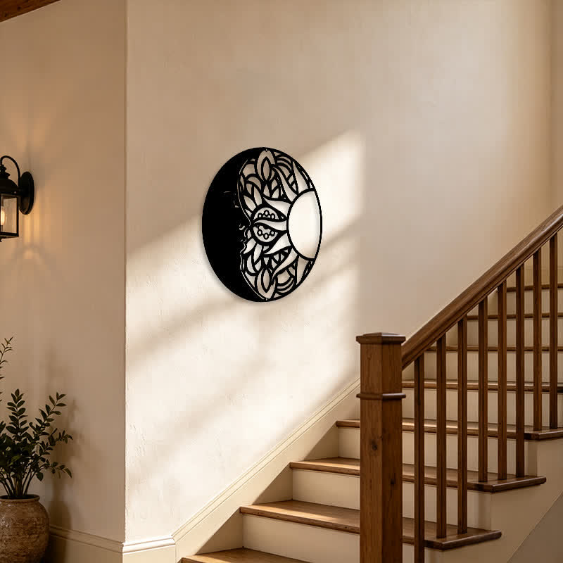 FuAttract Serenity Balance & Celestial Mandala Sun & Crescent Moon Metal Wall Decor Home Art Decor - image 1