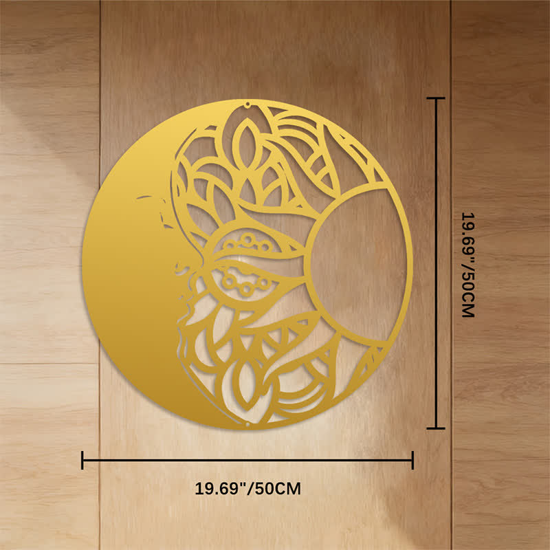 FuAttract Serenity Balance & Celestial Mandala Sun & Crescent Moon Metal Wall Decor Home Art Decor - Gold - 19.69"*19.69"*0.05"/50*50*0.12cm - image 22