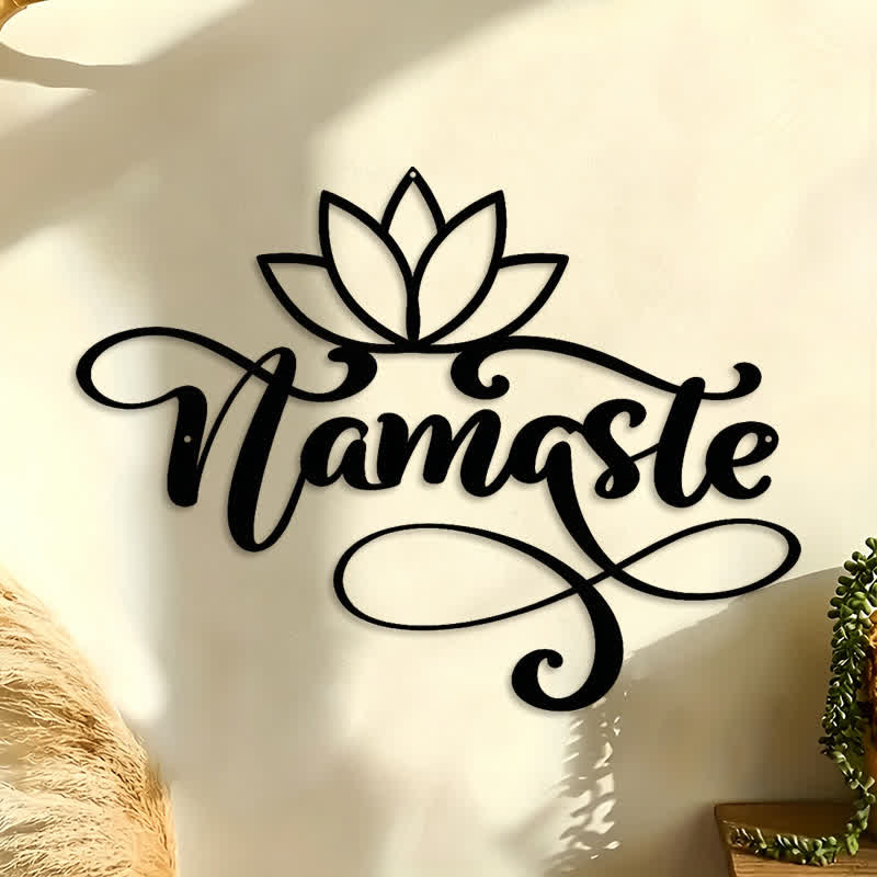 FuAttract Harmony Peace & Sacred Namaste Gesture Lotus Metal Wall Decor Home Art Decor - image 0