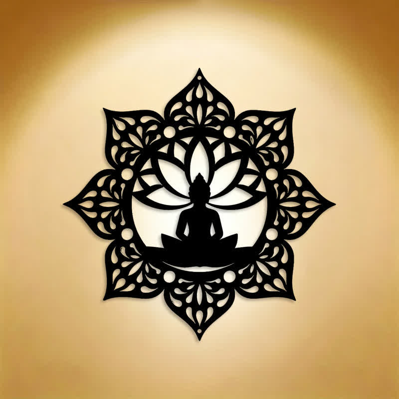 FuAttract Peace Harmony & Spiritual Seated Buddha Lotus Mandala Home Art Metal Wall Decor - image 0