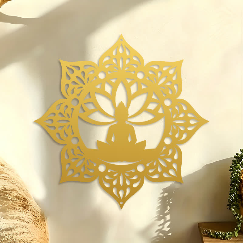 FuAttract Peace Harmony & Spiritual Seated Buddha Lotus Mandala Home Art Metal Wall Decor - image 14