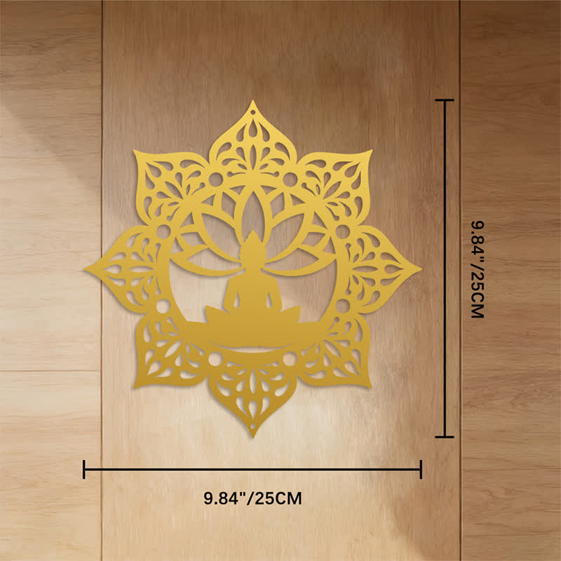 FuAttract Peace Harmony & Spiritual Seated Buddha Lotus Mandala Home Art Metal Wall Decor - Gold - 9.84"*9.84"*0.04"/25*25*0.1cm - image 17