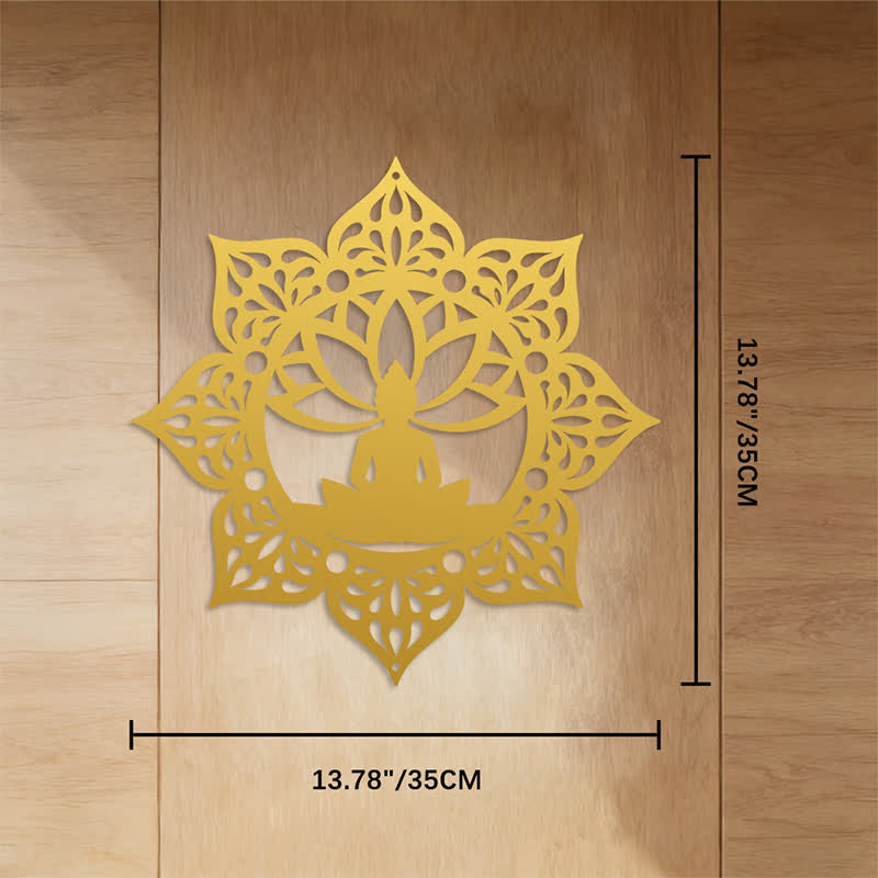 FuAttract Peace Harmony & Spiritual Seated Buddha Lotus Mandala Home Art Metal Wall Decor - Gold - 13.78"*13.78"*0.04"/35*35*0.1cm - image 19