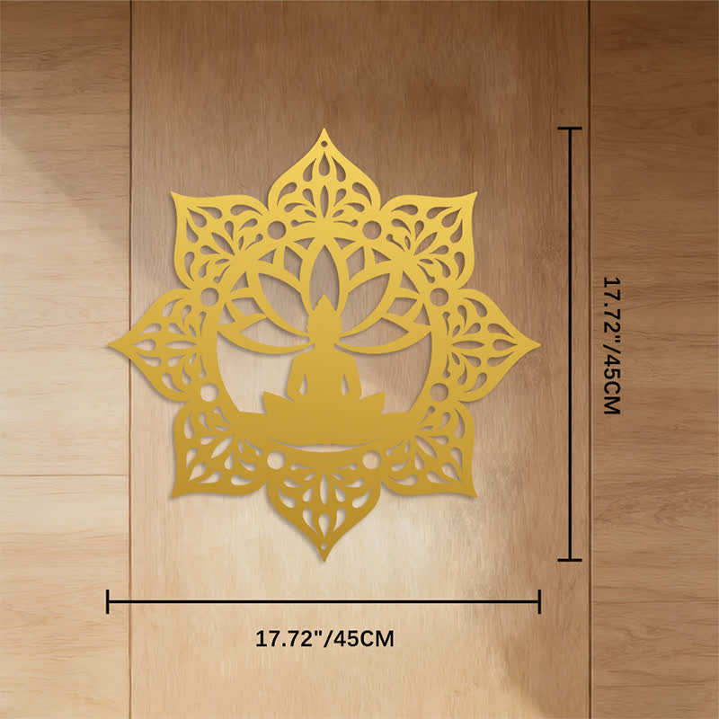 FuAttract Peace Harmony & Spiritual Seated Buddha Lotus Mandala Home Art Metal Wall Decor - Gold - 17.72"*17.72"*0.05"/45*45*0.12cm - image 21