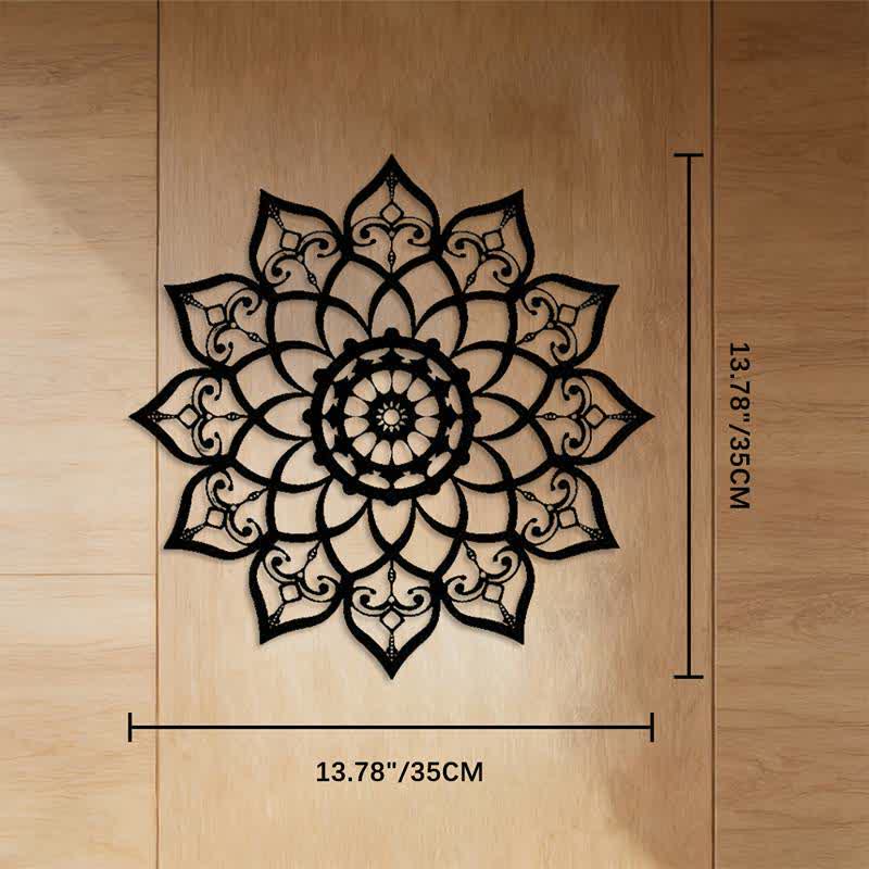 FuAttract Wisdom Peace & Spiritual Lotus Mandala Metal Wall Decor Home Art Decor - Black - 13.78"*13.78"*0.04"/35*35*0.1cm - image 5