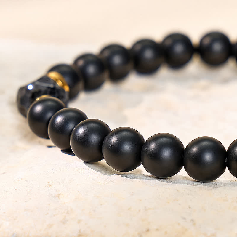 FuAttract Protection Strength & Grounding Energy Black Onyx Faceted Black Glitter Stone Bracelet - image 3