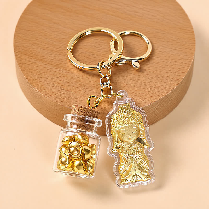 FuAttract Protection Fortune & Safe Travel Acrylic Imitation Gold Foil Mazu Zodiac Horse Sycee Engraved Keychain - image 10