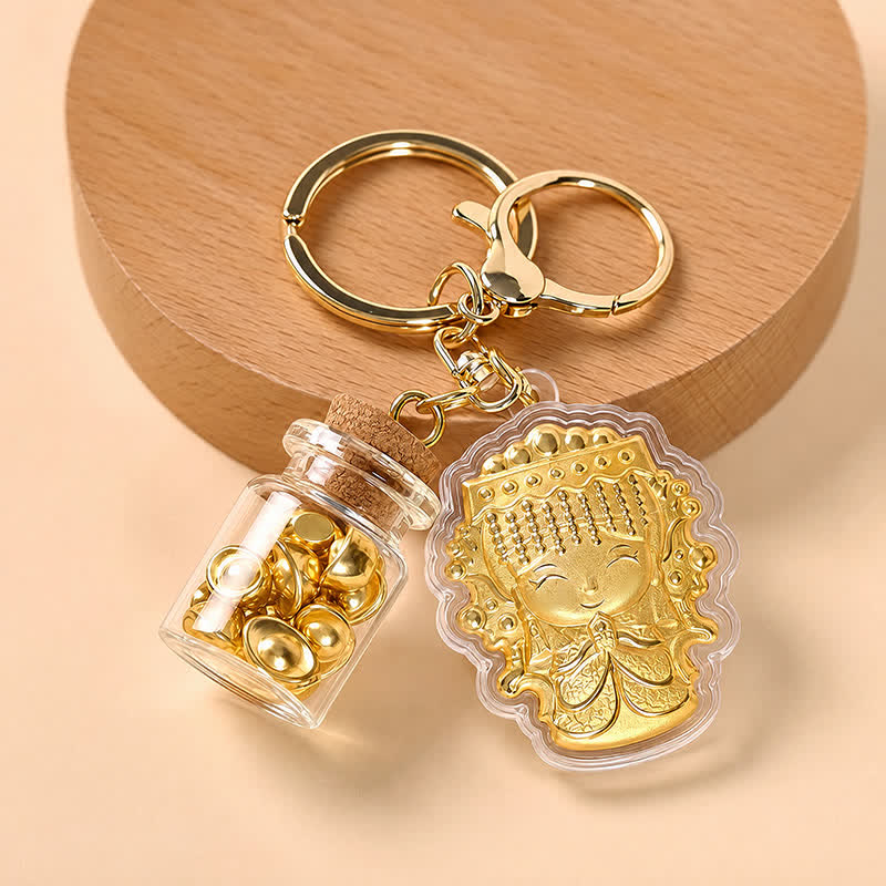 FuAttract Protection Fortune & Safe Travel Acrylic Imitation Gold Foil Mazu Zodiac Horse Sycee Engraved Keychain - image 6