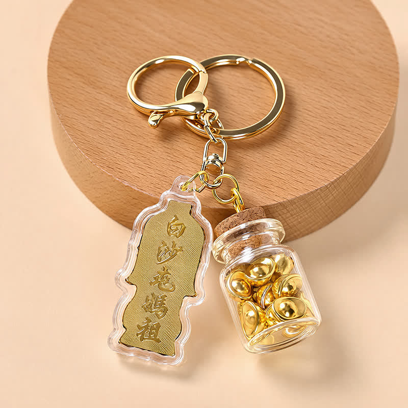 FuAttract Protection Fortune & Safe Travel Acrylic Imitation Gold Foil Mazu Zodiac Horse Sycee Engraved Keychain - Mazu3【Baishatun Mazu】 - image 13