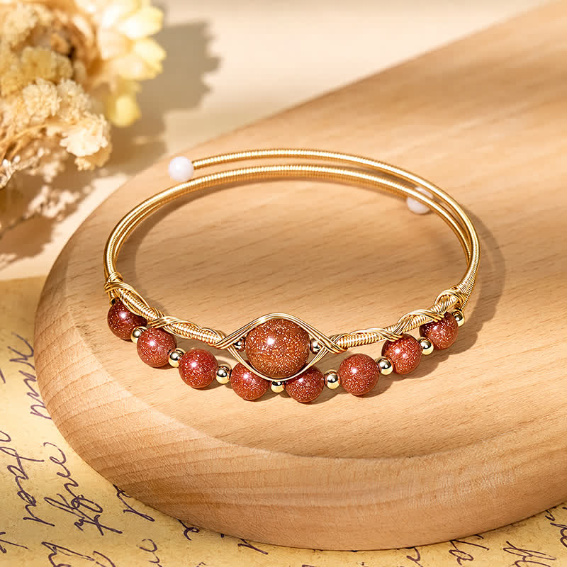 FuAttract Wealth Good Fortune & Protection Cat's Eye Goldstone Crystal Agate Double Layer Bracelet - 6mm Bead Goldstone - image 8