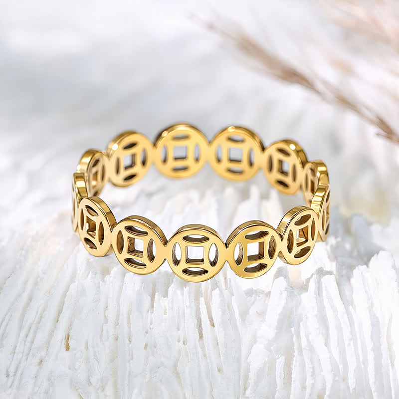 FuAttract Wealth Protection & Auspicious Energy Titanium Steel Five Emperor Coins Money Ring - image 3