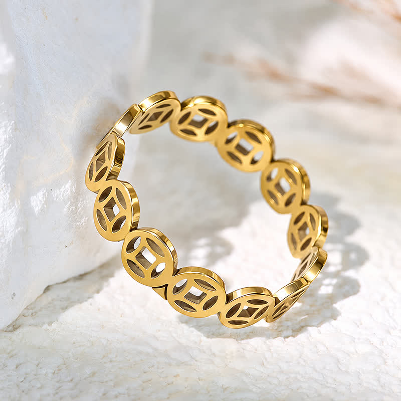FuAttract Wealth Protection & Auspicious Energy Titanium Steel Five Emperor Coins Money Ring - image 6