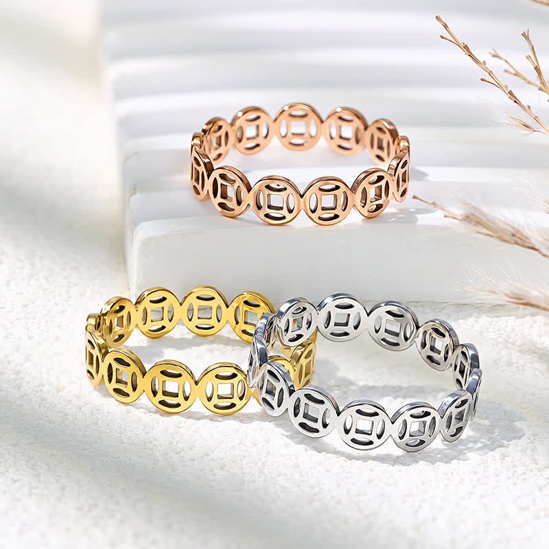 FuAttract Wealth Protection & Auspicious Energy Titanium Steel Five Emperor Coins Money Ring - image 7