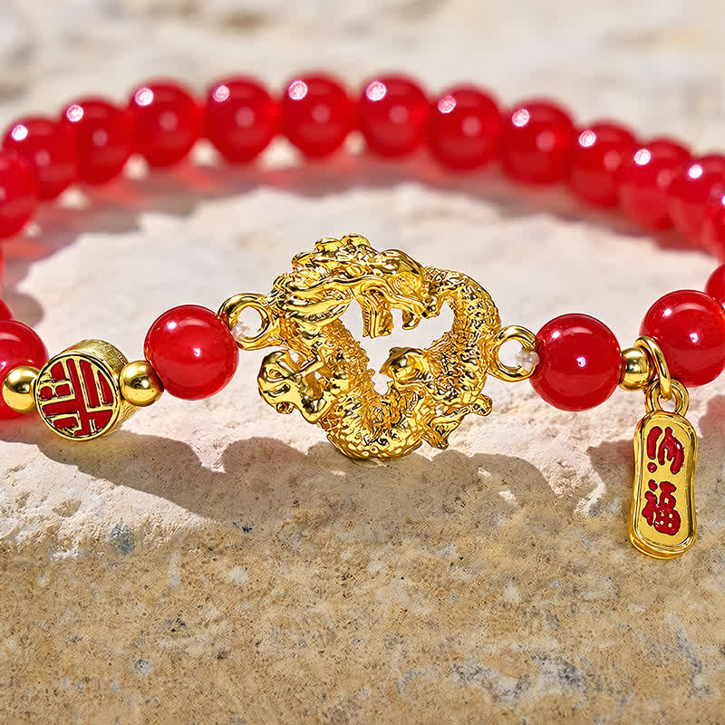 FuAttract Fortune Prosperity & Auspicious Energy Glaze Bead Chinese Dragon Coin FU Bracelet - image 5