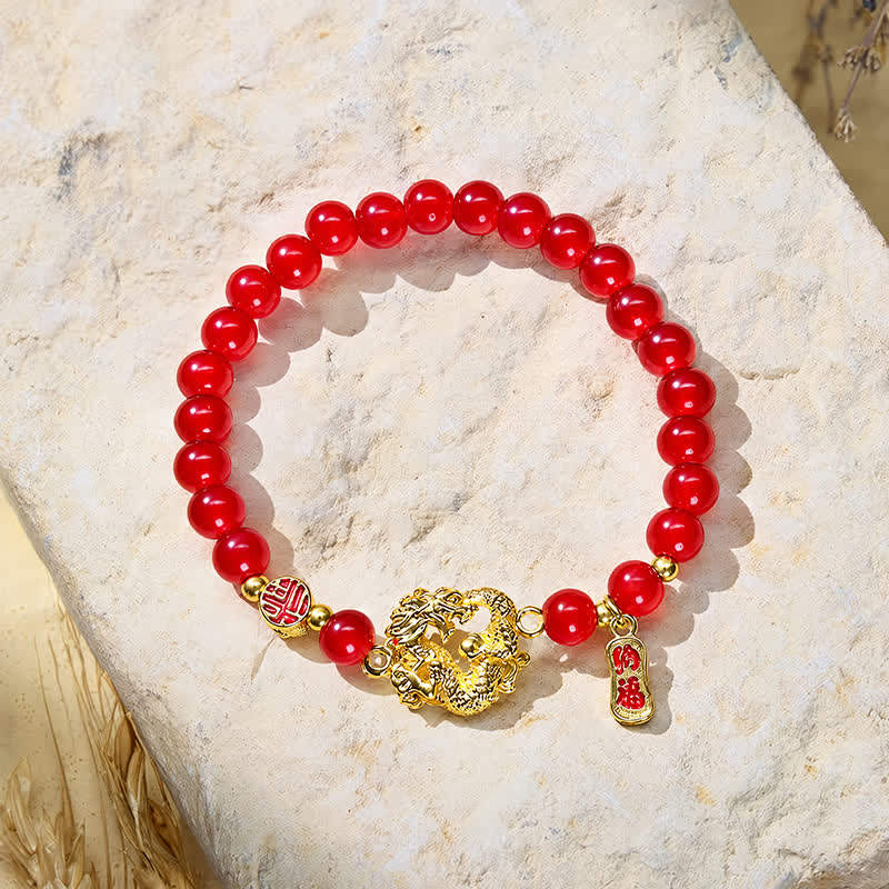 FuAttract Fortune Prosperity & Auspicious Energy Glaze Bead Chinese Dragon Coin FU Bracelet - image 1