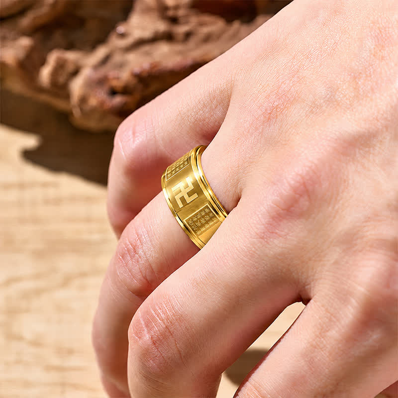 FuAttract Wisdom Serenity & Spiritual Energy Spinner Buddhist Swastika Heart Sutra Ring - image 6
