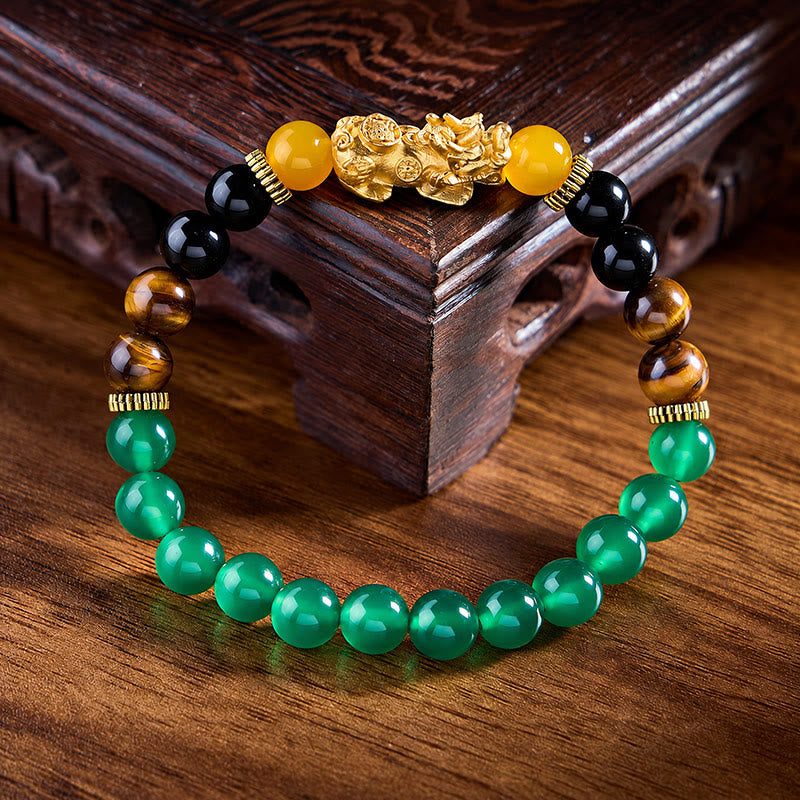 FuAttract Wealth Luck & Good Fortune Citrine Green Aventurine Tiger Eye Pixiu Feng Shui Bracelet - image 3