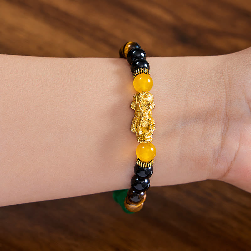 FuAttract Wealth Luck & Good Fortune Citrine Green Aventurine Tiger Eye Pixiu Feng Shui Bracelet - image 4