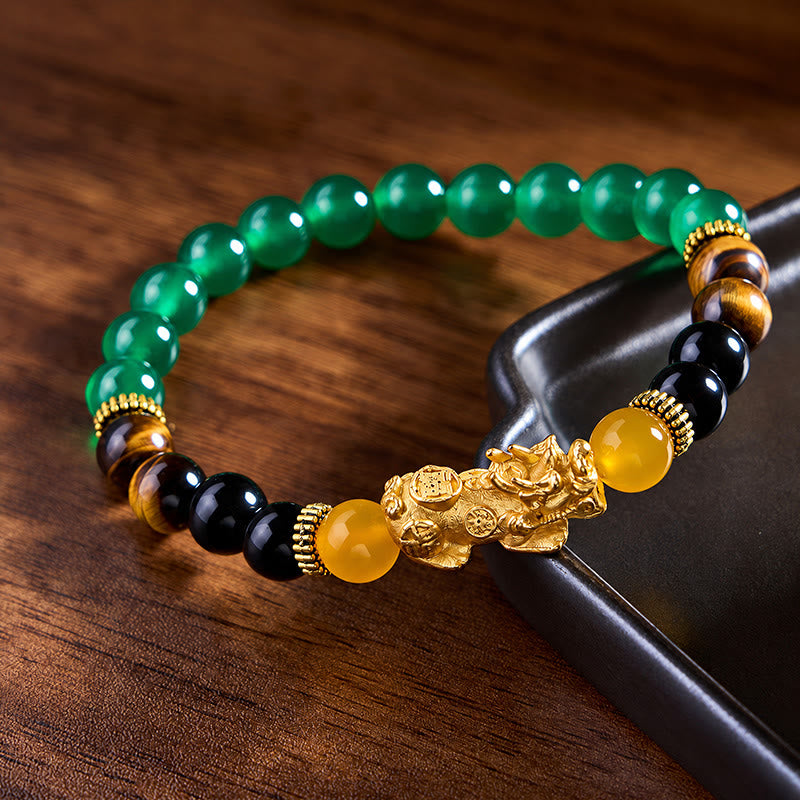 FuAttract Wealth Luck & Good Fortune Citrine Green Aventurine Tiger Eye Pixiu Feng Shui Bracelet - image 1