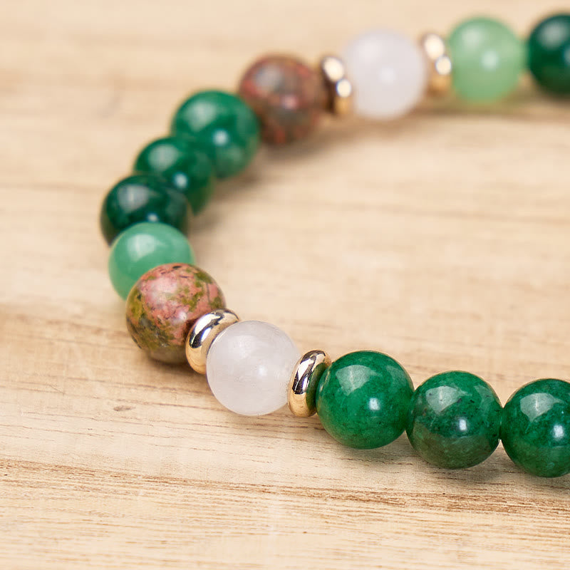 FuAttract Growth Harmony & Positive Energy Green Aventurine Moonstone Unakite Chrysocolla Forest Style Bracelet - image 5