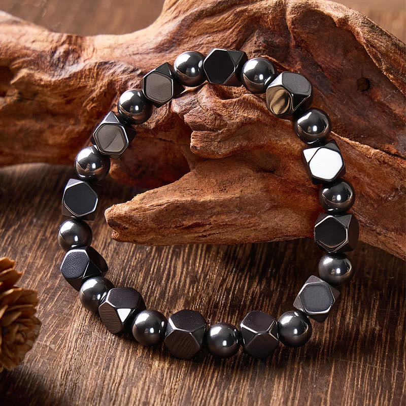 FuAttract Protection Strength & Grounding Energy Black Hematite Faceted Bead Bracelet - image 2