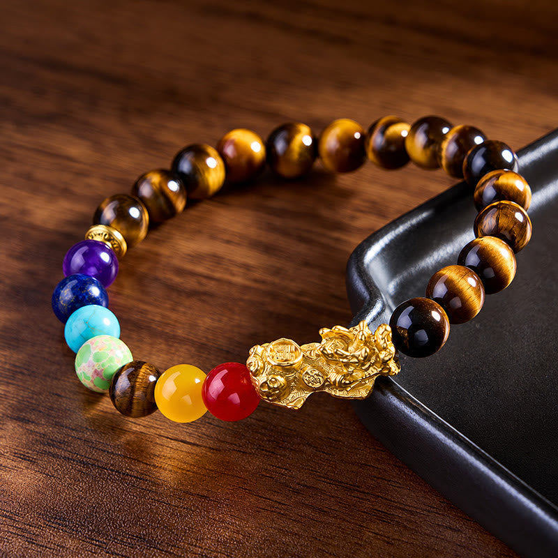 FuAttract Wealth Protection & Abundance Tiger Eye Pixiu Six Crystal Bead Bracelet - image 2