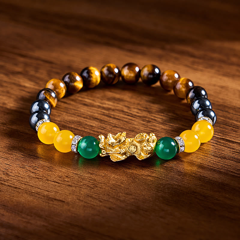 FuAttract Fortune Prosperity & Positive Energy Pixiu Tiger Eye Hematite Bracelet - 8mm - image 0