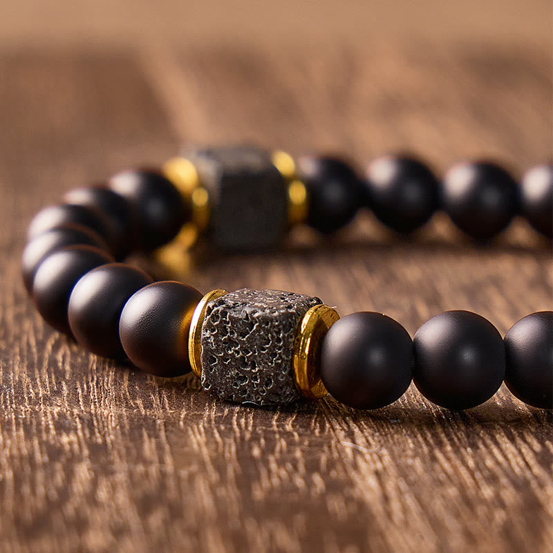 FuAttract Grounding Protection & Stability Lava Rock Black Onyx Vintage Bracelet - image 4