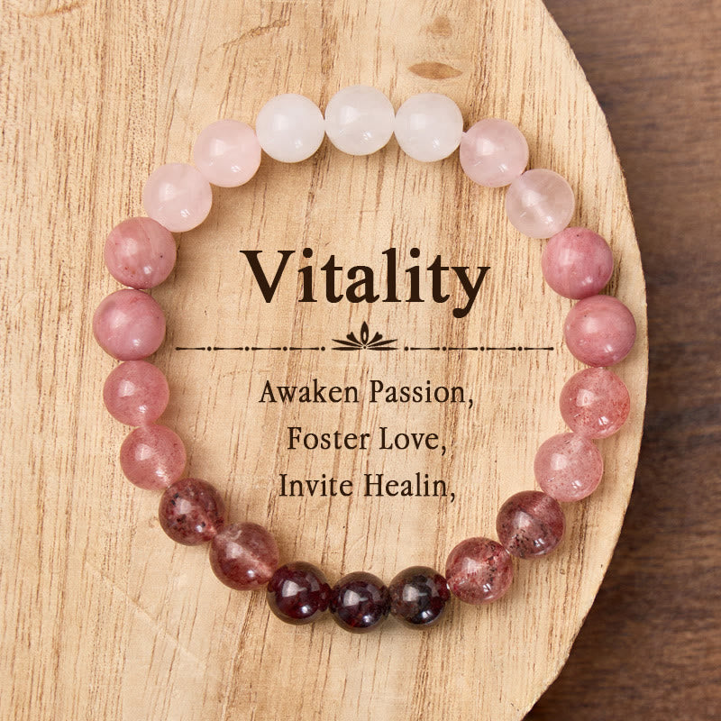 FuAttract Self Love & Emotional Balance Garnet Rose Quartz White Jade Energy Bracelet - 8mm - image 0