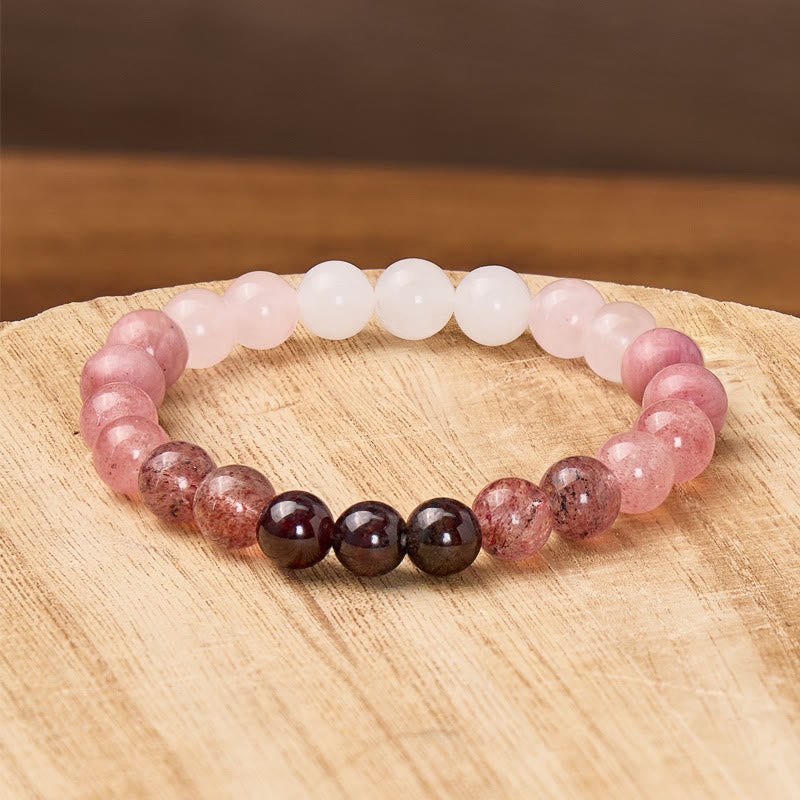 FuAttract Self Love & Emotional Balance Garnet Rose Quartz White Jade Energy Bracelet - image 2