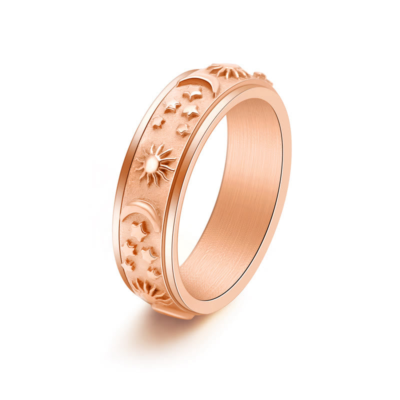 FuAtrract Hope & Guidance Sun Moon Star Spinning Celestial Stainless Steel Fidget Ring - Rose Gold - US 12 - image 8