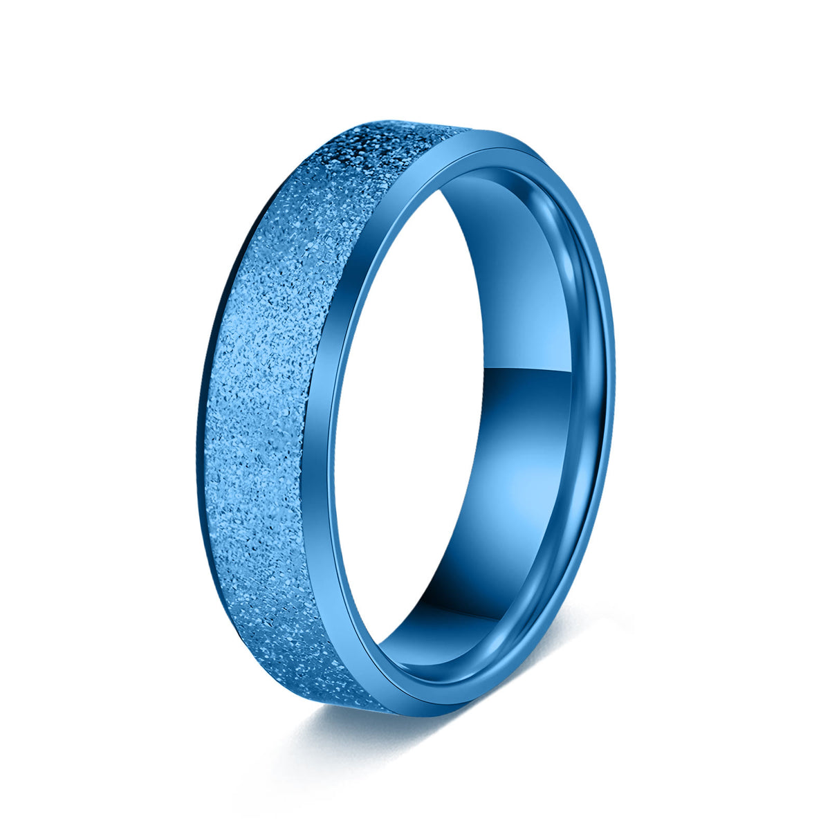 FuAtrract Strength & Protection Double Beveled Edge Matte Stainless Steel Ring - Blue - US 13 - image 8