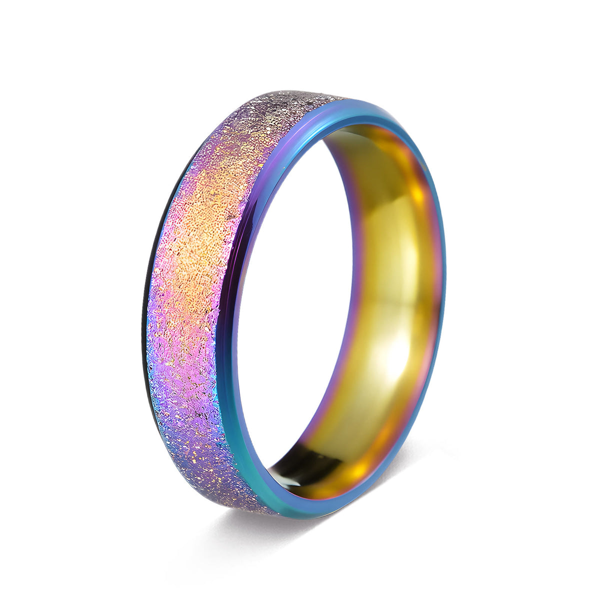 FuAtrract Strength & Protection Double Beveled Edge Matte Stainless Steel Ring - Multicolor - US 13 - image 9