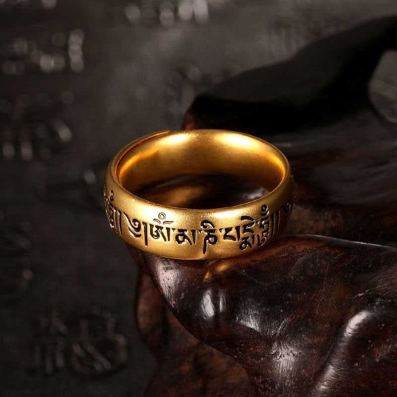 FuAtrract Inner Peace & Protection Om Mani Padme Hum Mindfulness Mantra Ring - Adjustable - image 0