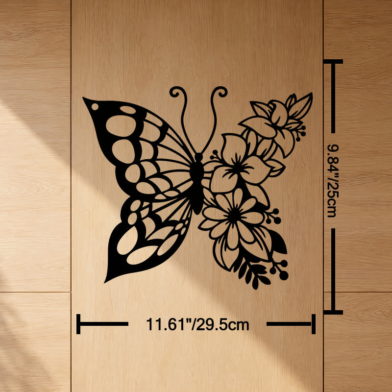 FuAttract Transformation Grace & Renewal Butterfly Floral Metal Wall Decor Home Art Decor - Black - 11.61"x9.84"x0.04"in/29.5x25x0.1cm - image 5