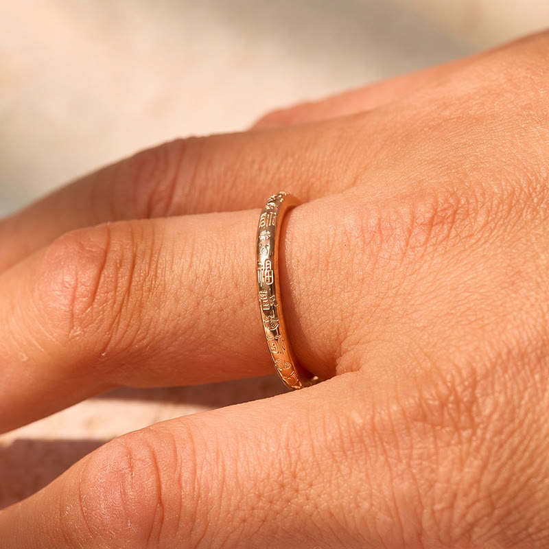 FuAttract Prosperity Luck & Good Fortune Gold FU Stainless Steel Ring - image 10