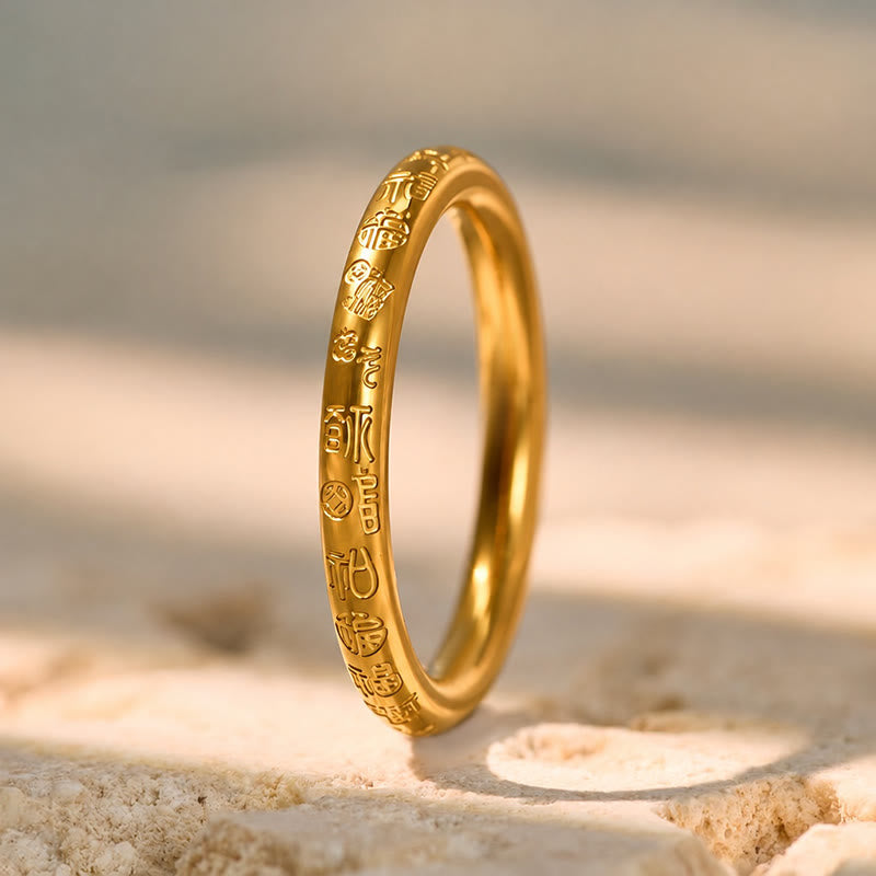 FuAttract Prosperity Luck & Good Fortune Gold FU Stainless Steel Ring - image 5