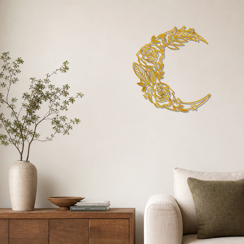 FuAttract Serenity Love & Mystical Beauty Crescent Moon Rose Floral Metal Wall Home Art Decor - image 10