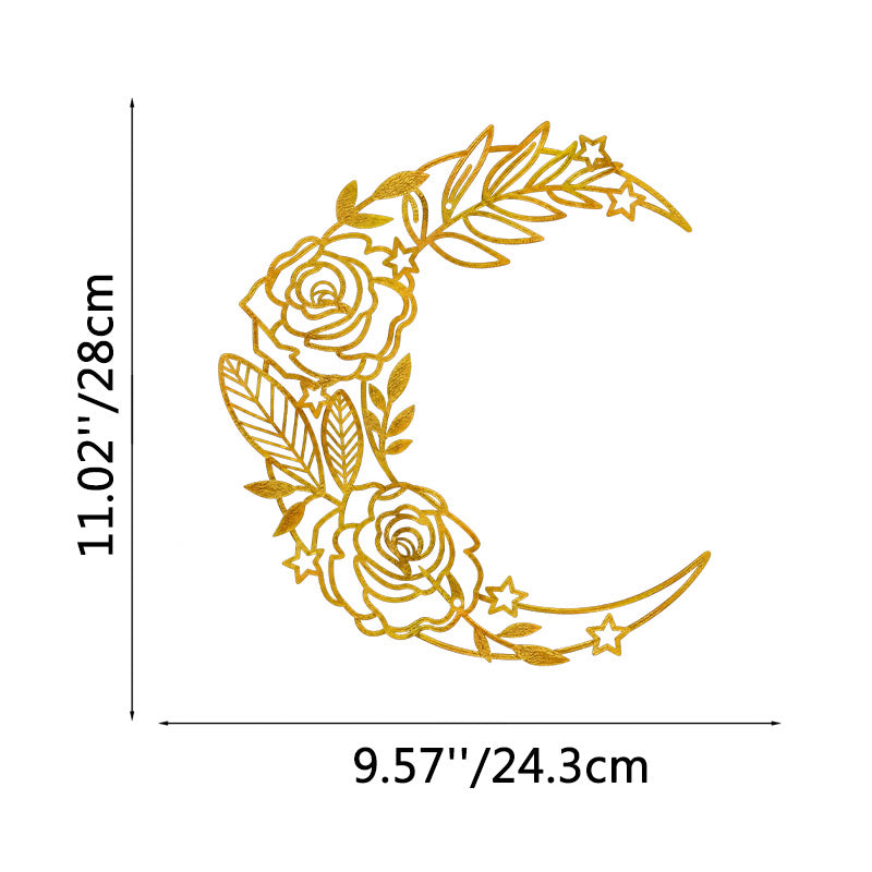 FuAttract Serenity Love & Mystical Beauty Crescent Moon Rose Floral Metal Wall Home Art Decor - Gold - 11.02x9.57x0.04in/28x24.3x0.1cm - image 13