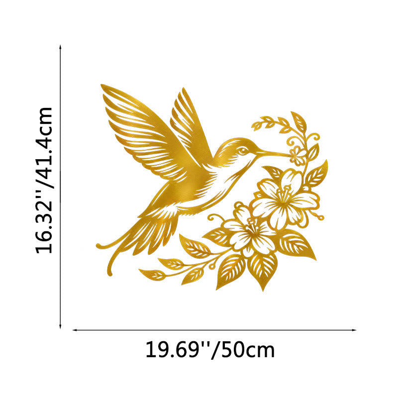 FuAttract Joy Grace & Vitality Hummingbird Floral Metal Wall Decor Home Art Decor - Gold - 19.69x16.32x0.04in/50x41.4x0.1cm - image 17