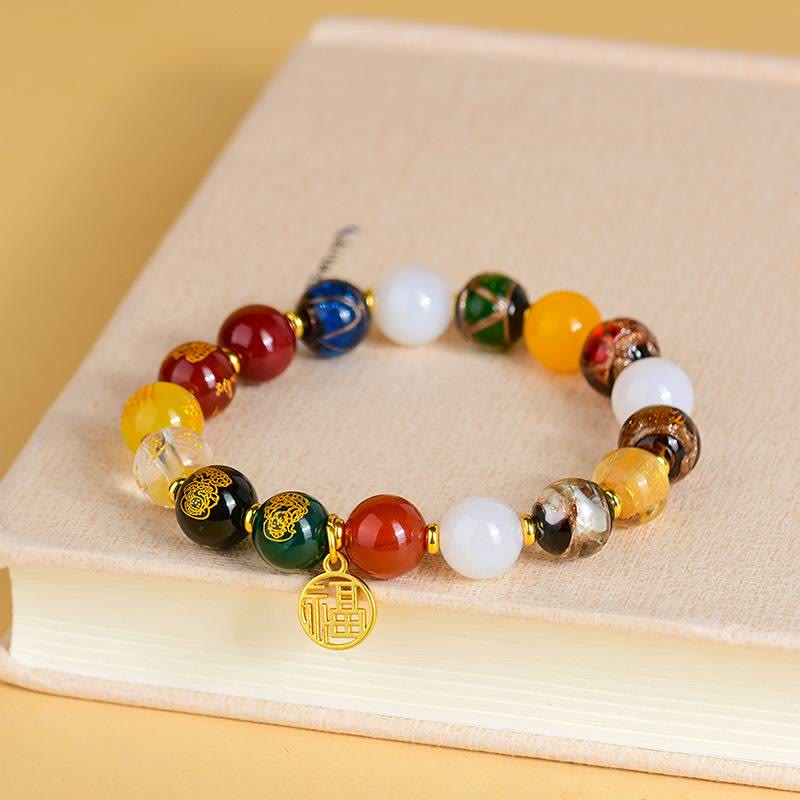 FuAttract Fortune Abundance & Blessing Agate Bead Five Wealth Gods Fu Character Bracelet - image 2