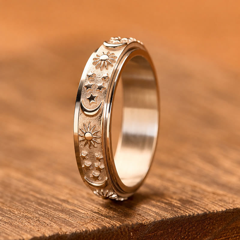 FuAtrract Hope & Guidance Sun Moon Star Spinning Celestial Stainless Steel Fidget Ring - image 2