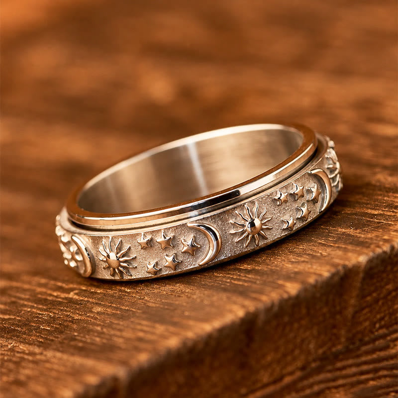 FuAtrract Hope & Guidance Sun Moon Star Spinning Celestial Stainless Steel Fidget Ring - image 5