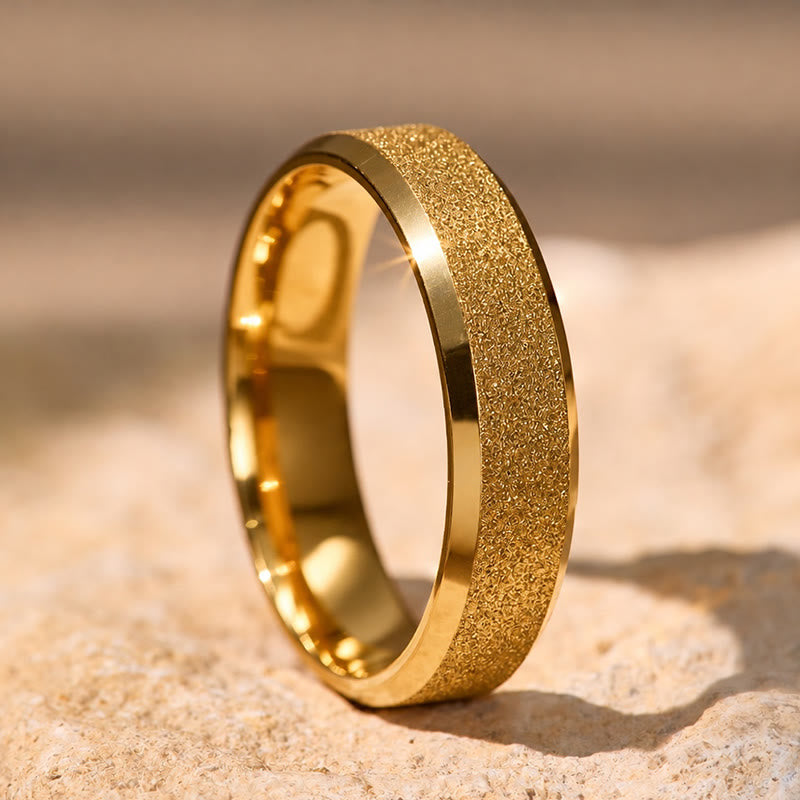 FuAtrract Strength & Protection Double Beveled Edge Matte Stainless Steel Ring - Gold - US 13 - image 0