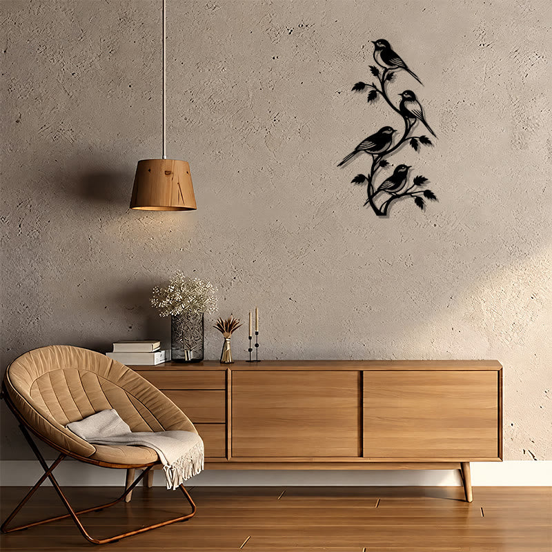 FuAttract Freedom Connection & Growth Four Birds on Branch Metal Wall Decor Home Art Decor - image 2